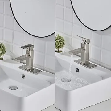 VOTON Brushed Nickel Single Hole Bathroom Faucet