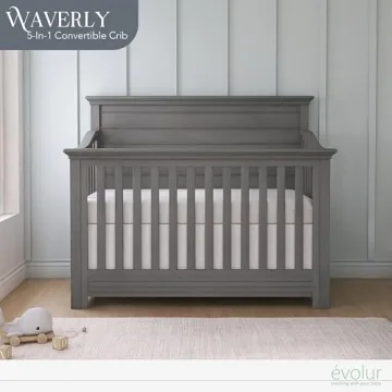 Evolur Waverly 5-in-1 Crib in Rustic Grey for Modern Nurseries