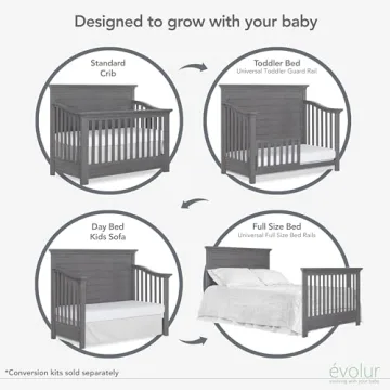 Evolur Waverly 5-in-1 Crib in Rustic Grey for Modern Nurseries