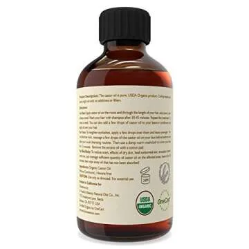 Castor Oil (4oz) USDA Pure Organic Hair Growth Help Scalp and Skin Care Nails eyelashes Unrefined Virgin Oil cold pressed organic hexane free oil