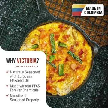 Victoria - SKL-208 Cast Iron Skillet. Small Frying Pan Seasoned with 100% Kosher Certified Non-GMO F...