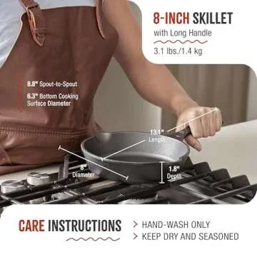 Victoria Cast Iron Skillet - 8" Preseasoned Frying Pan