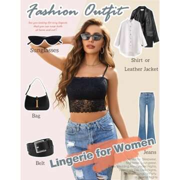 Avidlove Plus Size Lingerie Floral Lace Bustier Backless Crop Top (Black XX-Large)