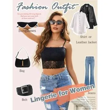 Avidlove Plus Size Lingerie Floral Lace Bustier Backless Crop Top (Black XX-Large)