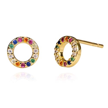 Beautiful Rainbow Open Circle Stud Earrings for Every Woman