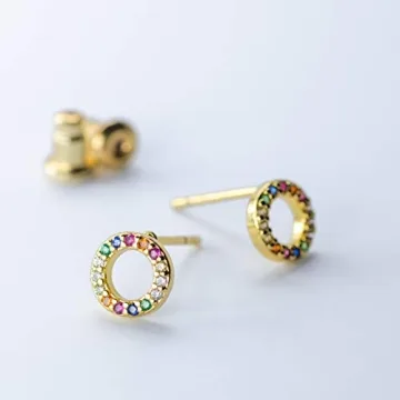Beautiful Rainbow Open Circle Stud Earrings for Every Woman