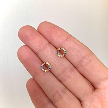 Beautiful Rainbow Open Circle Stud Earrings for Every Woman