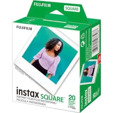 Fujifilm 2 Pack instax Square Instant Color Film, Twin Pack - 20 Exposures (40 Total), White Frame