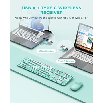 PEIOUS Wireless Keyboard and Mouse Combo For Mac Windows