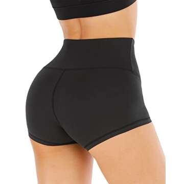 CHRLEISURE High Waisted Spandex Biker Shorts, Workout Booty Soft Yoga Shorts for Women (3" Black, M)