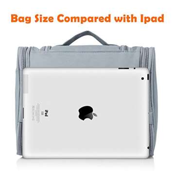 HOKEEPER Waterproof Hanging Toiletry Bag for Men - Travel Cosmetic Organizer Makeup Bag for Women Shaving Kit Bag Dopp Kit - Large Size: 10.2 x 4.5 x 8.5 Inch (Grey)
