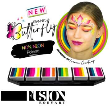 FUSION BODY ART Professional Face Painting & FX Butterfly Palette | Safe & Non-Toxic Makeup Face Pai...