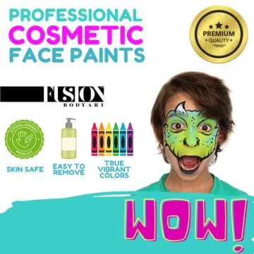 FUSION BODY ART Professional Face Painting & FX Butterfly Palette | Safe & Non-Toxic Makeup Face Paint Kit for Kids | Girl Rainbow Face Paint Designs - Glow in The Dark Blacklight Parties - Cosplay