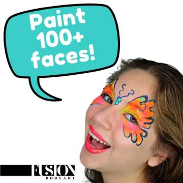 FUSION BODY ART Professional Face Painting & FX Butterfly Palette | Safe & Non-Toxic Makeup Face Paint Kit for Kids | Girl Rainbow Face Paint Designs - Glow in The Dark Blacklight Parties - Cosplay