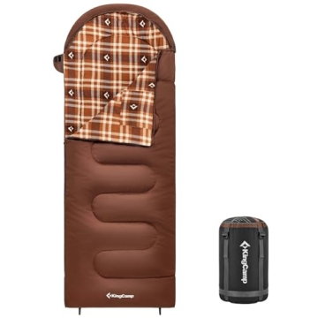 KingCamp XL Flannel Sleeping Bag - Cozy Cold Weather Camping Gear for Adults.