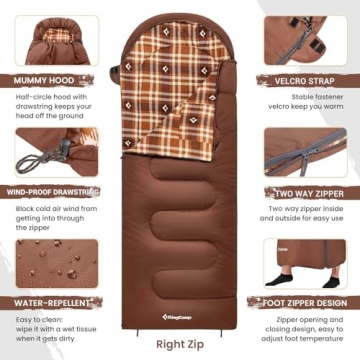 KingCamp XL Warm Sleeping Bag for Camping & Hiking