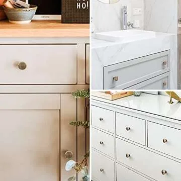 RJDJ 6 Pack Kitchen Cabinet Knobs Dresser Knobs Drawer Knobs Handles, Round Drawer Pulls with Screws, Antique Brass, 1.18-inch Diameter Cabinet Door Bathroom knobs Hardware