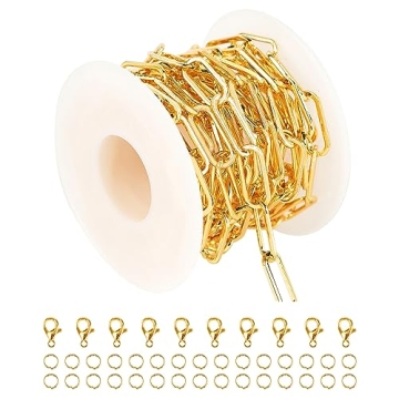 UMAOKANG Large Paperclip Chain Set - DIY Jewelry Essential, Gold Plated