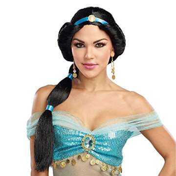 Dreamgirl Womens Arabian Jasmine Wig Costume, Adult Harem Princess Wig Halloween Costume Accessory -...