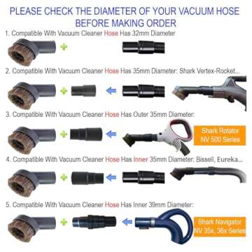 3 PACK HorseHair Vacuum Brush Attachments - Clean Gently & Efficiently!