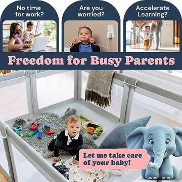 TODALE Baby Playpen 70”×59”- Play Yard with Tear-Resistant Material, Anti-Slip Suckers, Breatha...
