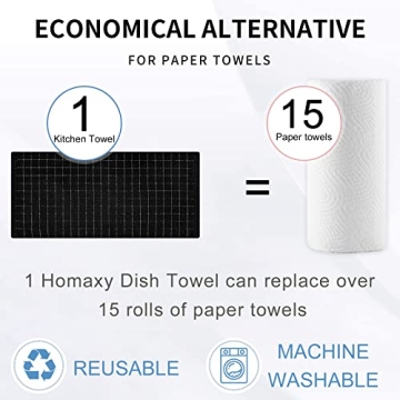 Homaxy Cotton Terry Kitchen Towels, Super Absorbent