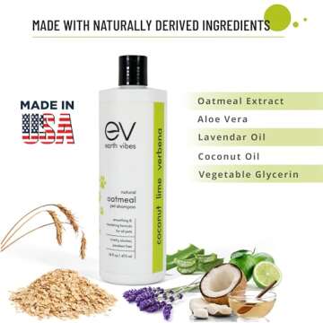 Natural Oatmeal Pet Shampoo for Dogs and Cats, USA Made