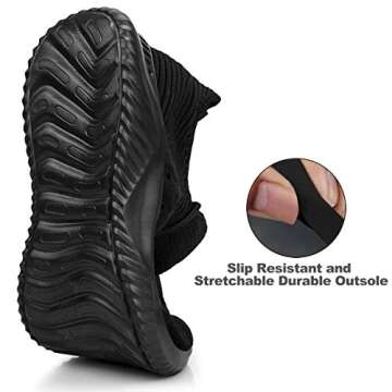 Feethit Womens Slip On Walking Shoes Non Slip Running Shoes Breathable Workout Shoes Lightweight Gym Sneakers All Black Size 9.5