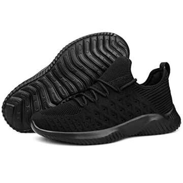Feethit Womens Slip On Walking Shoes Non Slip Running Shoes Breathable Workout Shoes Lightweight Gym Sneakers All Black Size 9.5
