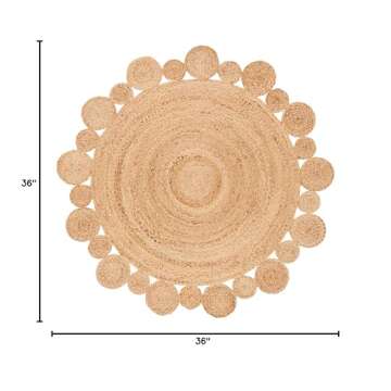 SAFAVIEH Natural Fiber Collection Area Rug - 3' Round, Natural, Handmade Boho Country Charm Jute, Id...