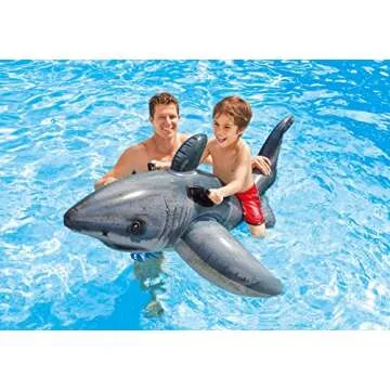 Intex Great White Shark Inflatable Pool Float: Animal Pool Toy for Kids – 2 Heavy-Duty Handles – 88lb Weight Capacity – 68" x 42" – for Ages 3+