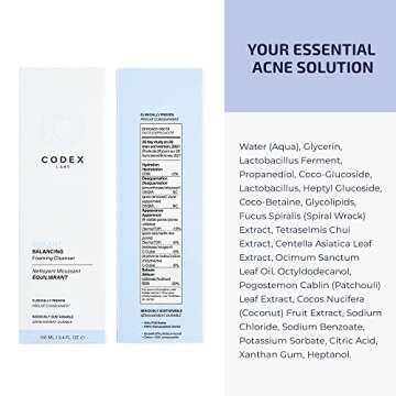 Codex Labs Shaant Balancing Foaming Face Cleanser - Oil Control & Pore Minimizer for Acne-Prone, Oil...