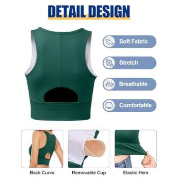 nine bull Sports Bras for Women High Impact Sports Bra - Removable Padded Yoga Racerback Bra Workout Crop Tops Dark Green