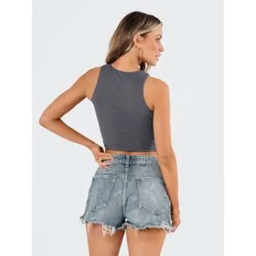 EFAN Women's High Neck Crop Tops for Summer Fashion