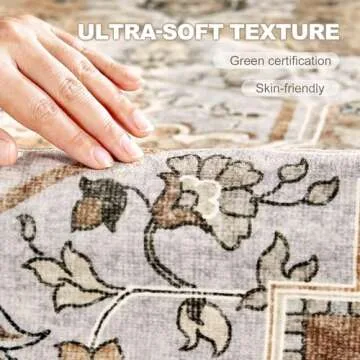 Micgeek Washable 9x12 Area Rugs for Living Room - Vintage Distressed Retro Neutral Farmhouse Thin Soft Large Rug Indoor Floor No Slip Rug Carpet for Bedroom Dining Room Decor - Grey Brown