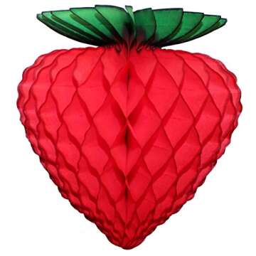 4-Piece Paper Strawberries, 8-10 Inches, Red Pink