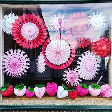 4-Piece Paper Strawberries, 8-10 Inches, Red Pink