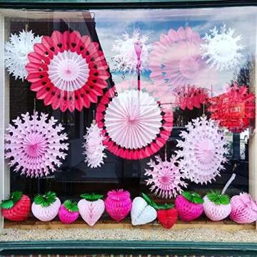 4-Piece Paper Strawberries, 8-10 Inches, Red Pink