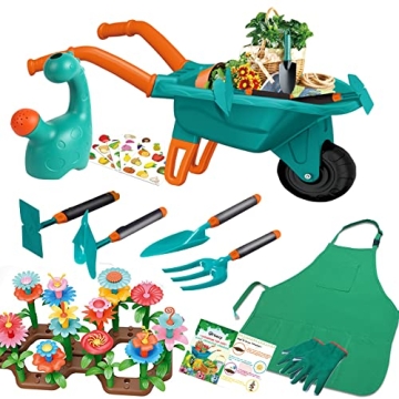 Qtioucp 16Pcs Kids Gardening Tools Outdoor Toys Set for Creative Learning