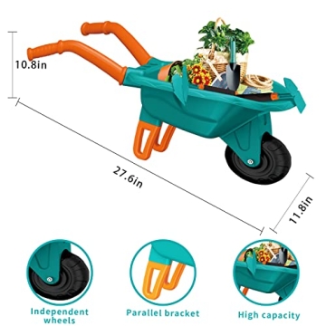 Kids Gardening Tools Set with Wheelbarrow for Outdoor Fun