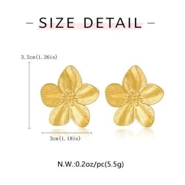 WOWORAMA Matte Gold Flower Earrings Stunning Boho Style