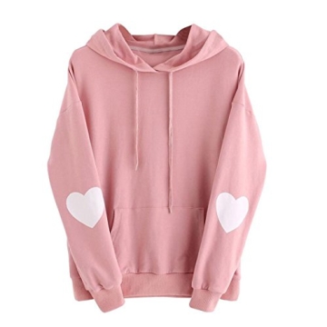 IEason Women’s Long Sleeve Heart Hoodie in Pink
