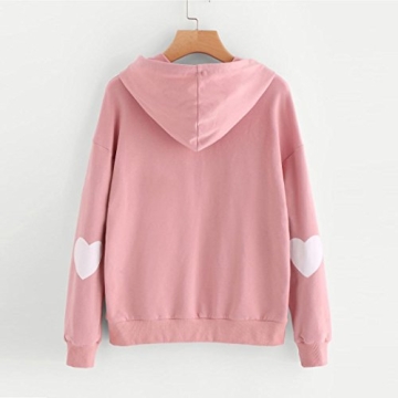 IEason Women’s Long Sleeve Heart Hoodie in Pink