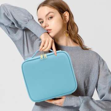 Travel Makeup Organizer with Lighted Mirror - Jadazror