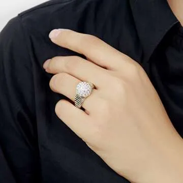 UNY Ring Twisted Cable Wire Designer Inspired Fashion Brand David Vintage Ball Shape Antique Women Jewelry Gift (White, 8)