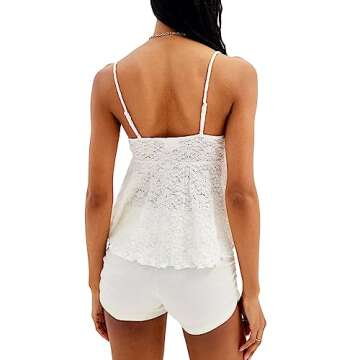 Trendy Y2K Lace Camisole Crop Top - Sexy Sleeveless Design in White Patchwork