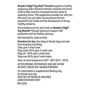 Revival Animal Health Breeder's Edge Oxy Mate - Prenatal Supplement for Dogs & Cats - 30ct Meat Treats