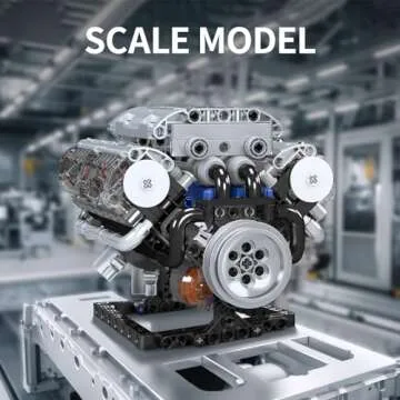 Mould King V8 Engine Building Blocks Sets, MOC Scale Model Kit with Battery and Motor, Collectible Set for Adults, Construction Toys for Kids Children Boys Girl (535 Pcs)