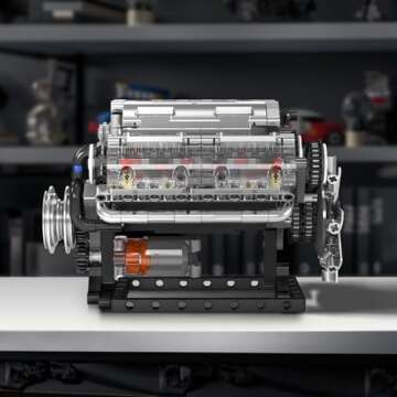 Mould King V8 Engine Building Blocks Sets, MOC Scale Model Kit with Battery and Motor, Collectible Set for Adults, Construction Toys for Kids Children Boys Girl (535 Pcs)