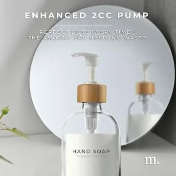 MaisoNovo Soap Dispenser 3-Piece Set | 16.9oz Clear Bottles with White Bamboo Pumps